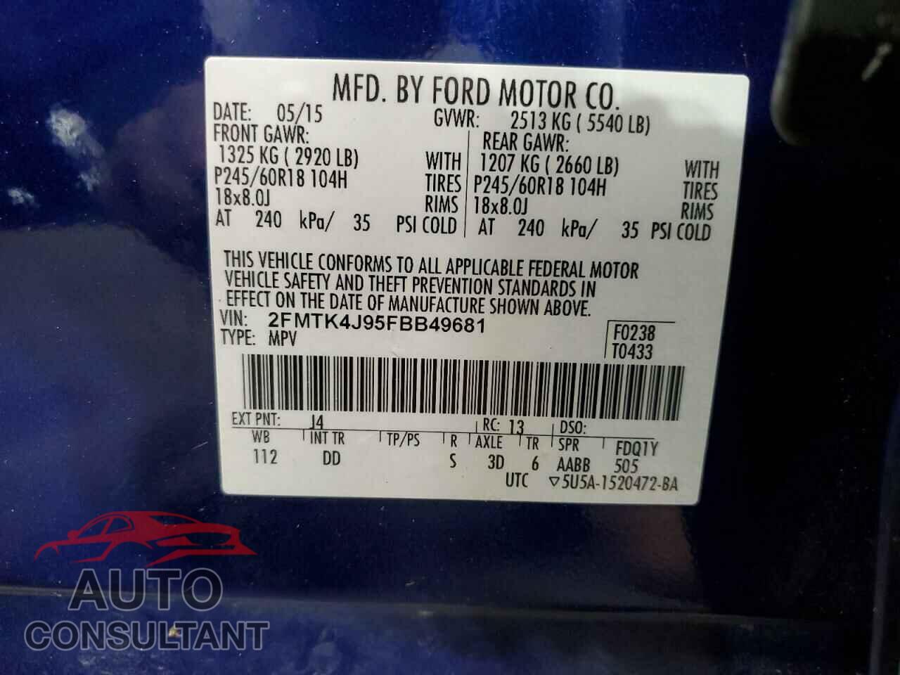 FORD EDGE 2015 - 2FMTK4J95FBB49681