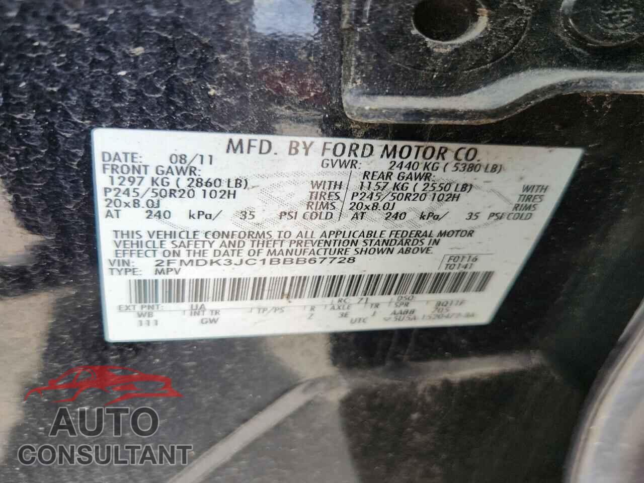FORD EDGE 2011 - 2FMDK3JC1BBB67728