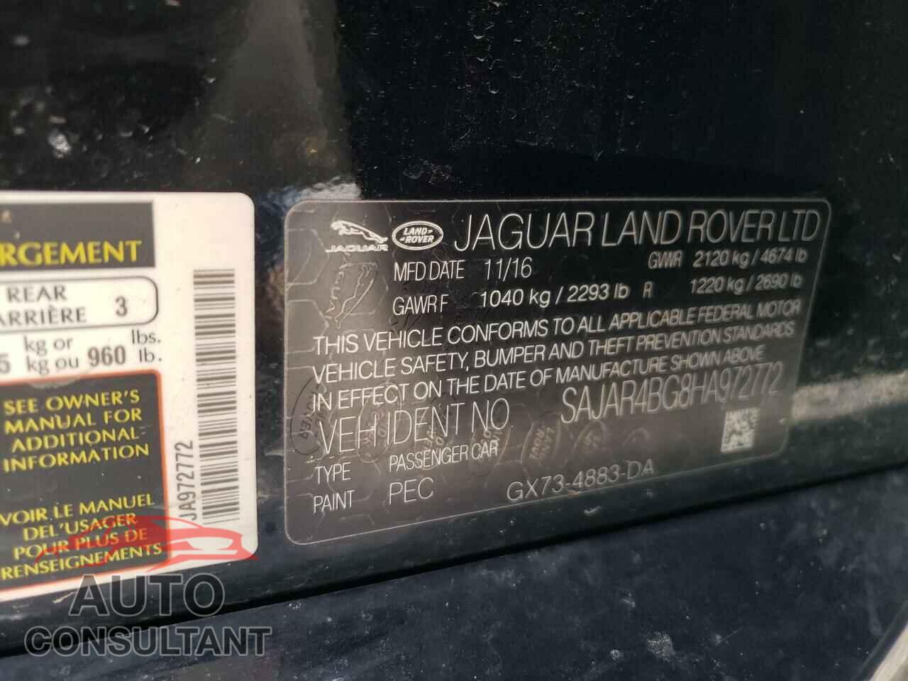 JAGUAR XE 2017 - SAJAR4BG8HA972772