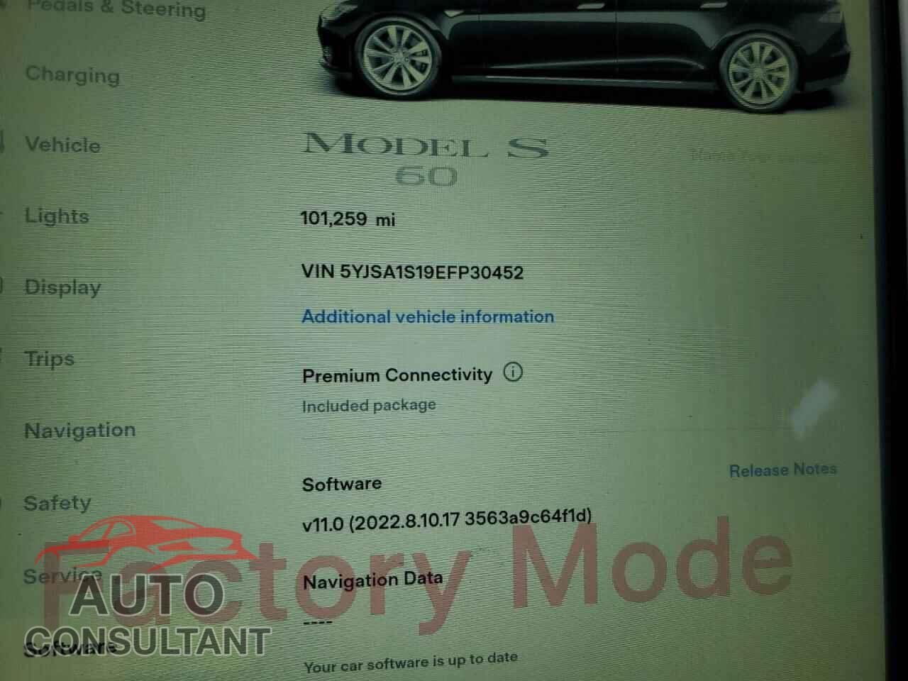 TESLA MODEL S 2014 - 5YJSA1S19EFP30452