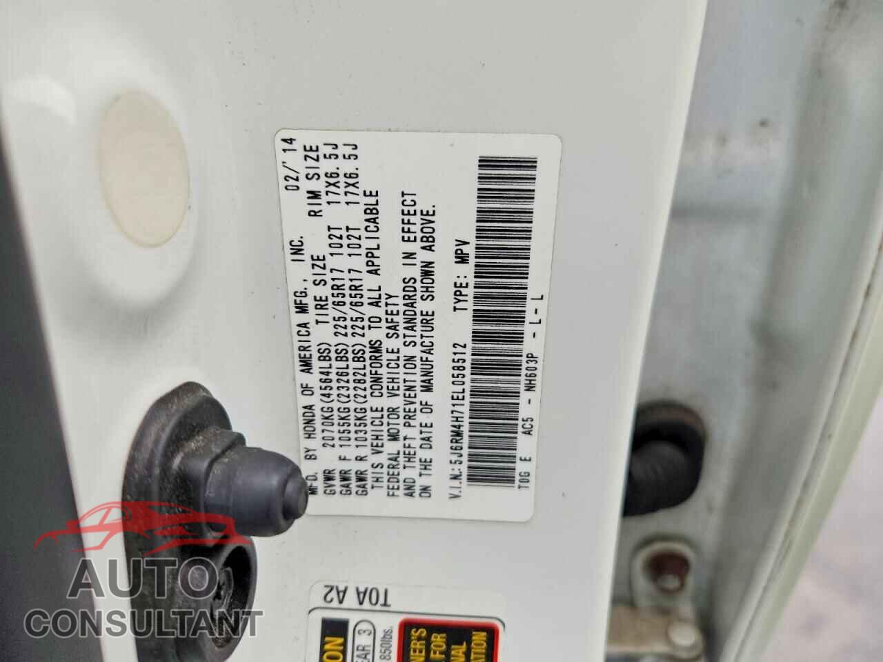 HONDA CRV 2014 - 5J6RM4H71EL058512