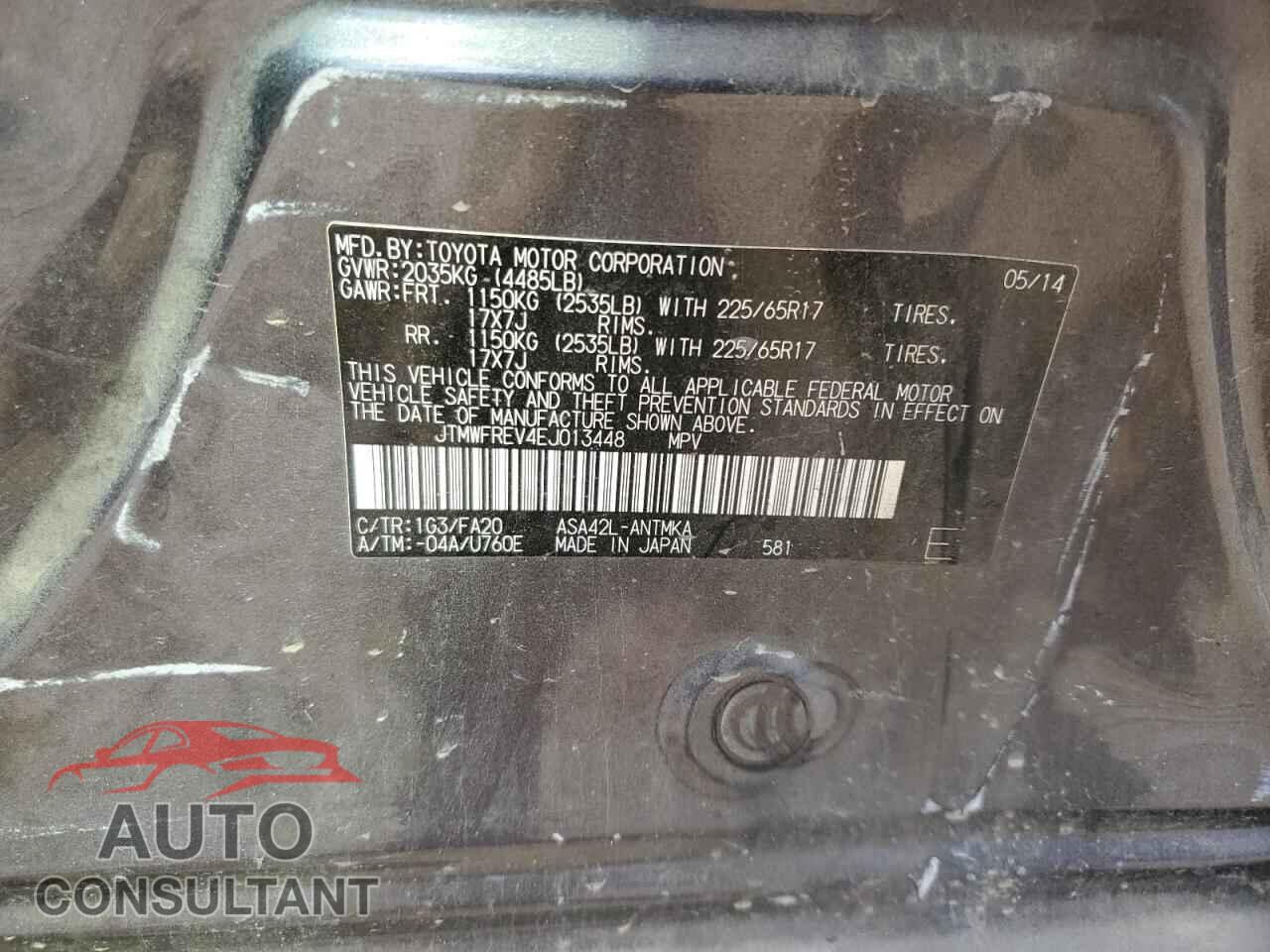 TOYOTA RAV4 2014 - JTMWFREV4EJ013448