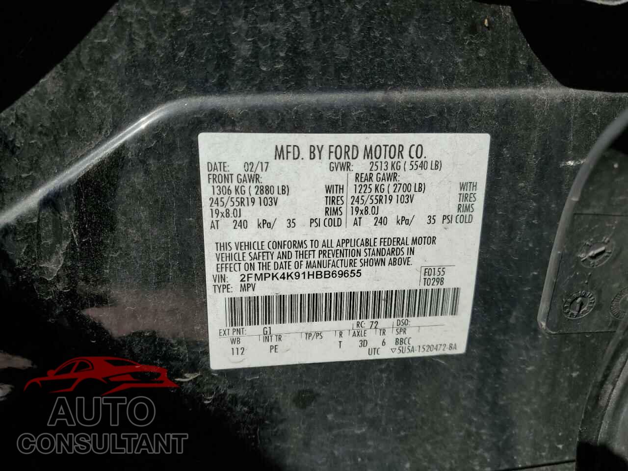 FORD EDGE 2017 - 2FMPK4K91HBB69655