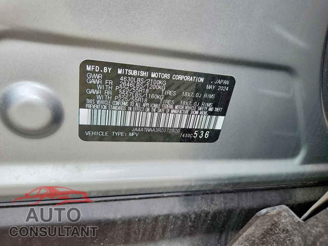 MITSUBISHI ECLIPSE 2024 - JA4ATWAA3RZ072920