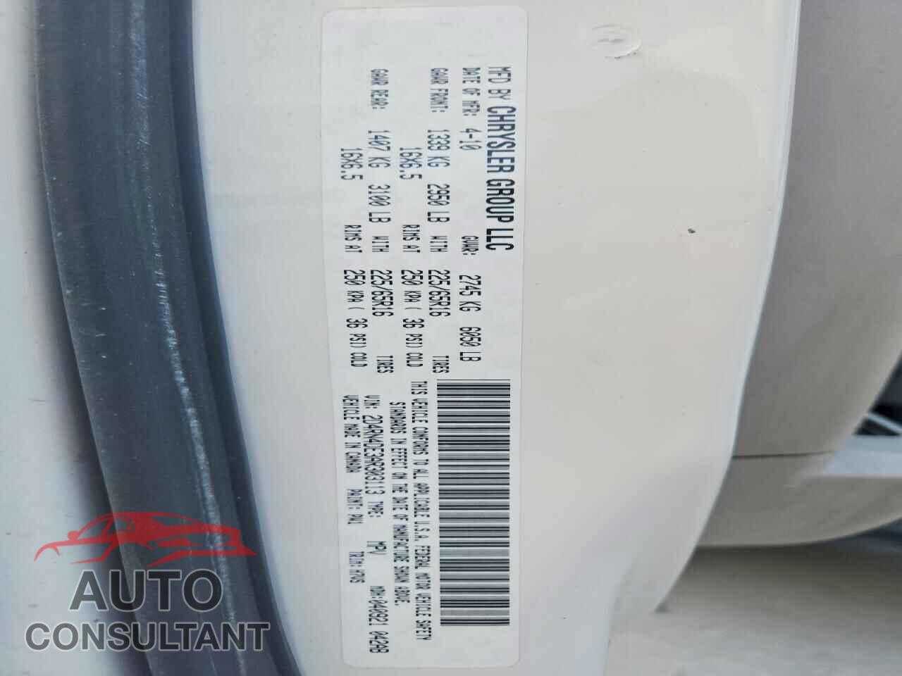 DODGE CARAVAN 2010 - 2D4RN4DE3AR303113