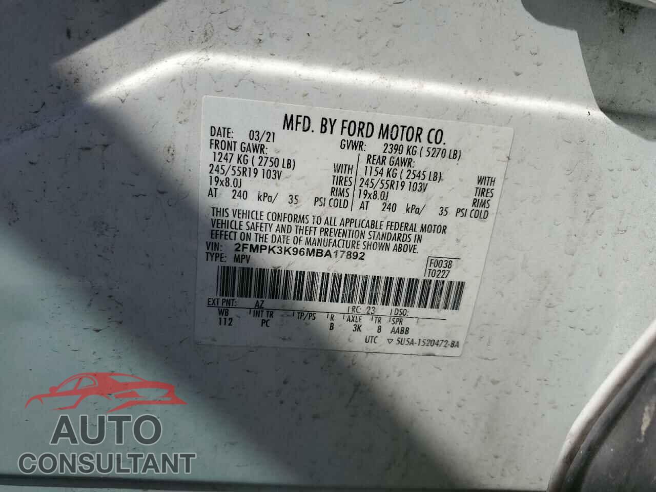 FORD EDGE 2021 - 2FMPK3K96MBA17892