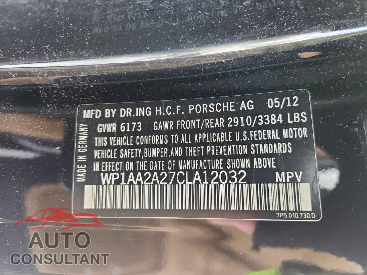 PORSCHE CAYENNE 2012 - WP1AA2A27CLA12032