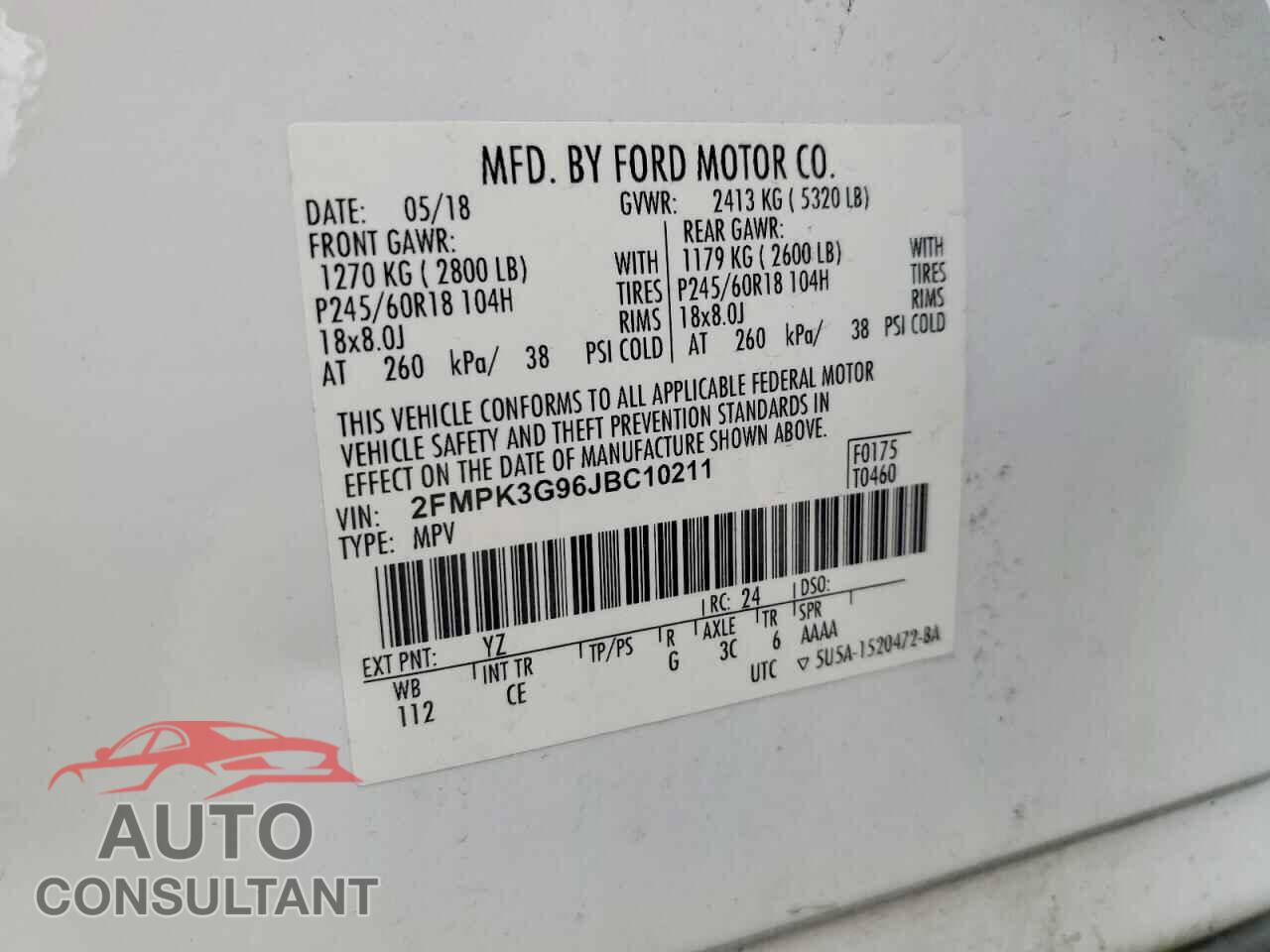 FORD EDGE 2018 - 2FMPK3G96JBC10211