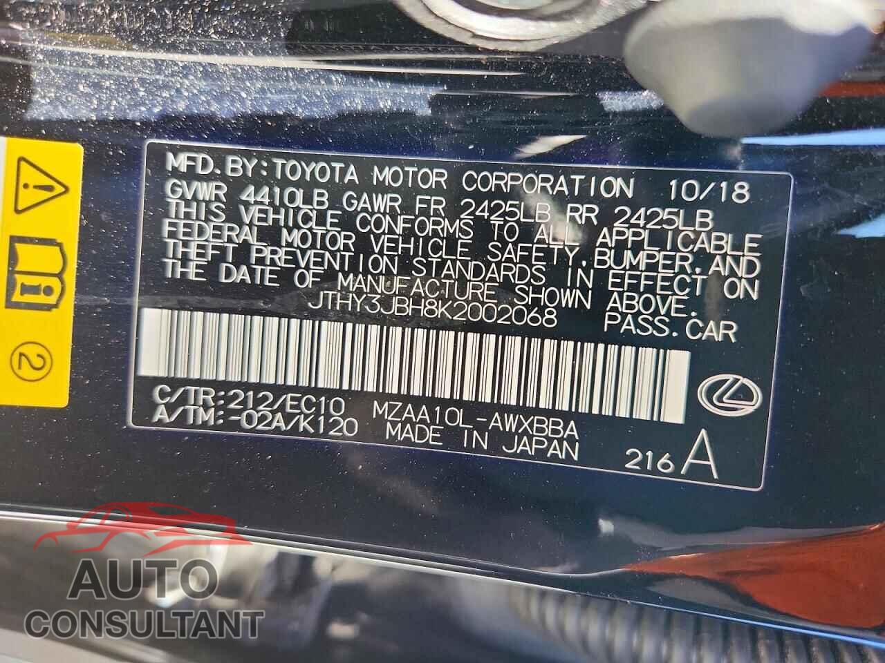 LEXUS UNKNOWN 2019 - JTHY3JBH8K2002068