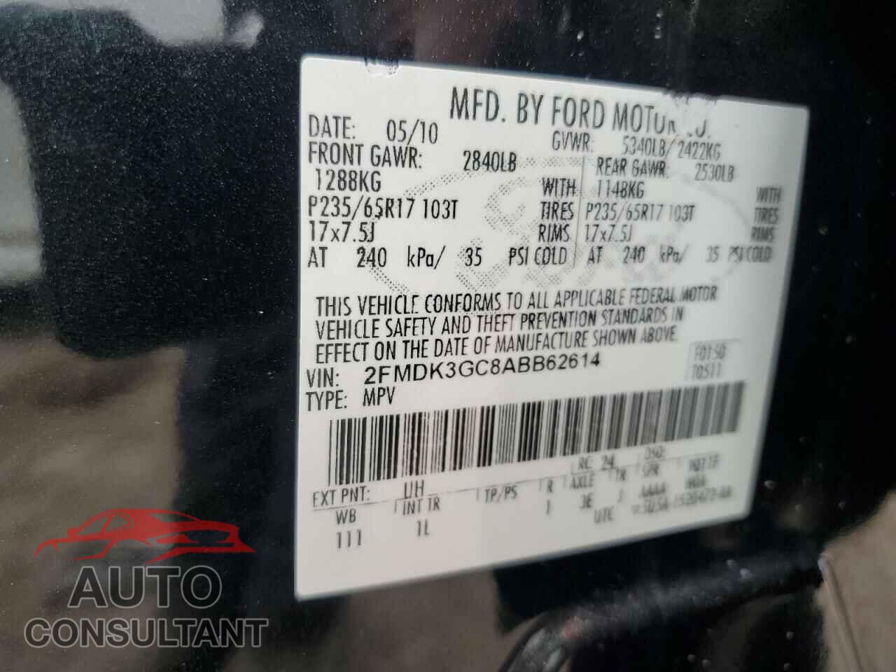 FORD EDGE 2010 - 2FMDK3GC8ABB62614