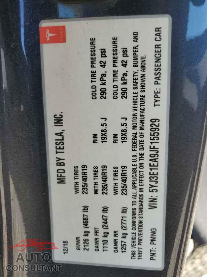 TESLA MODEL 3 2018 - 5YJ3E1EA9JF155929