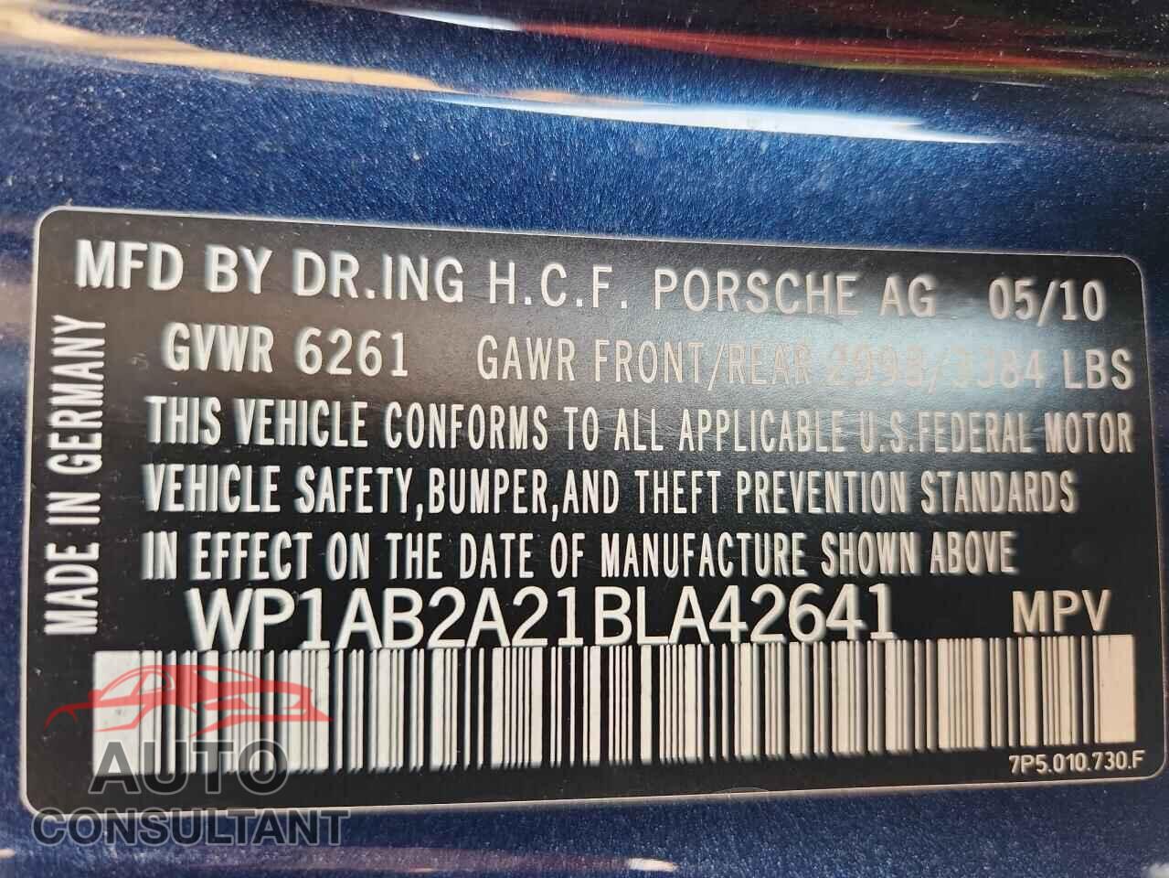 PORSCHE CAYENNE 2011 - WP1AB2A21BLA42641
