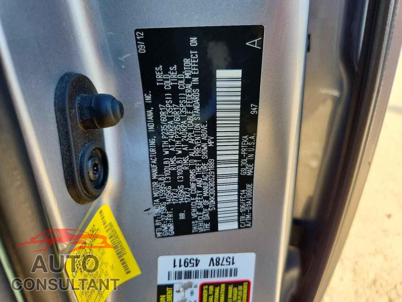 TOYOTA SIENNA 2013 - 5TDKK3DC8DS291889