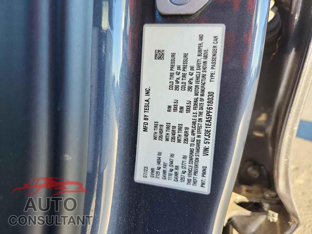 TESLA MODEL 3 2023 - 5YJ3E1EA5PF618030