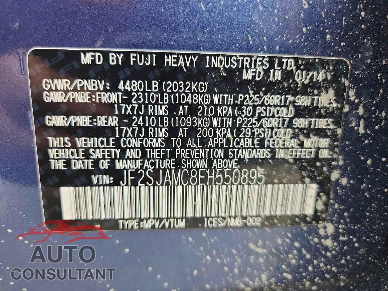 SUBARU FORESTER 2014 - JF2SJAMC8EH550895