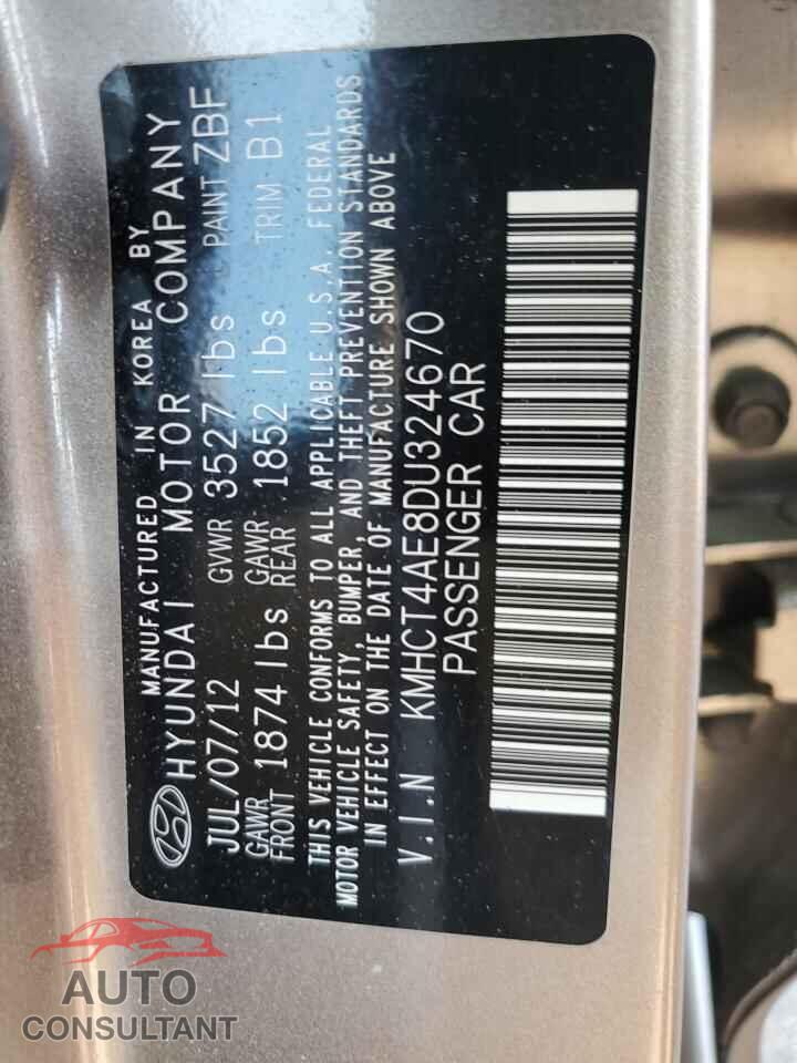 HYUNDAI ACCENT 2013 - KMHCT4AE8DU324670