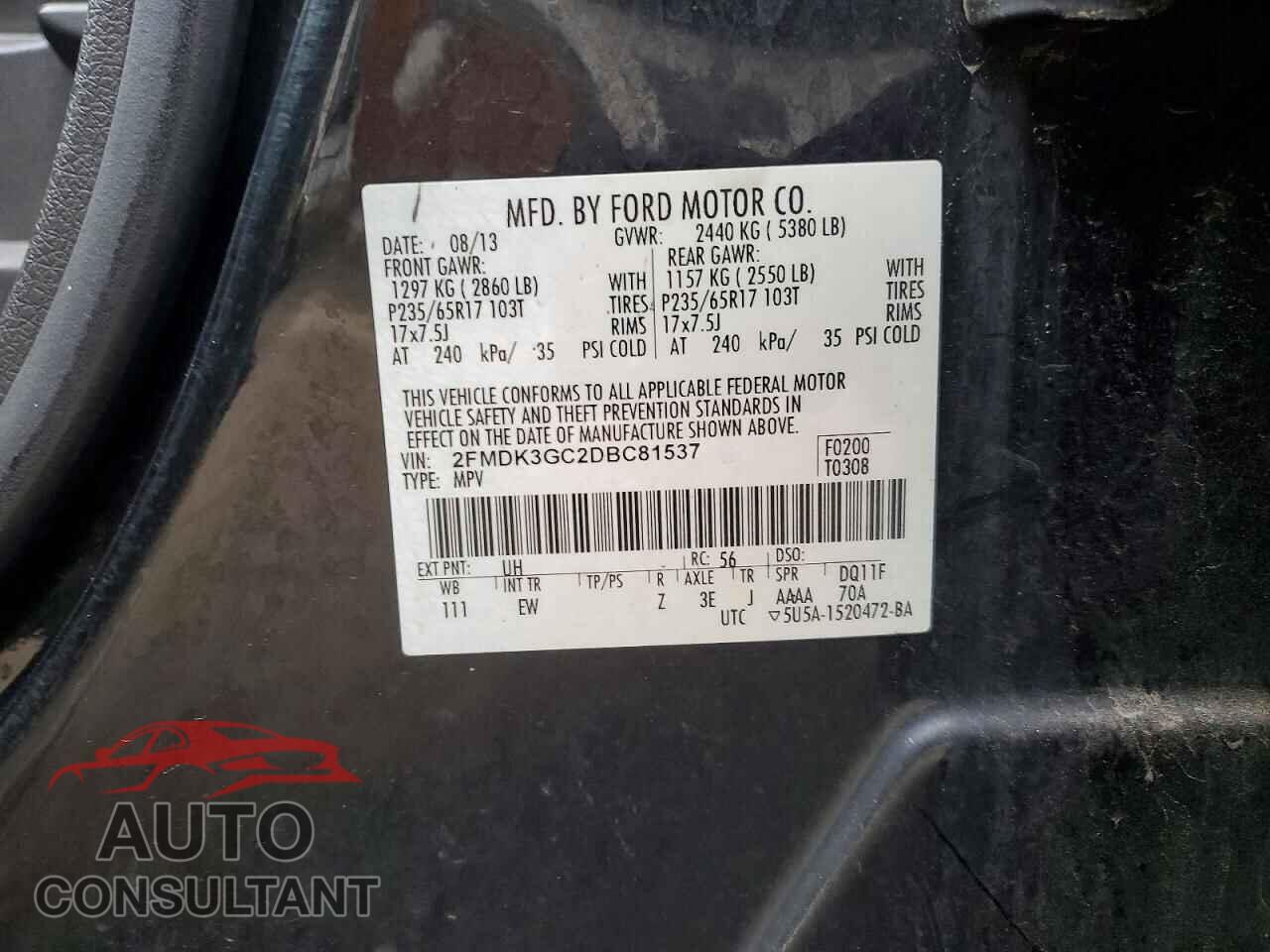 FORD EDGE 2013 - 2FMDK3GC2DBC81537