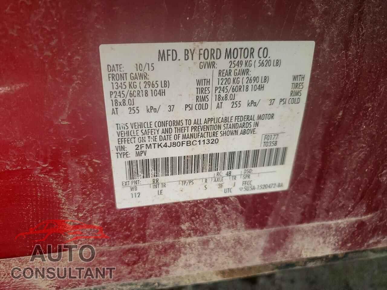 FORD EDGE 2015 - 2FMTK4J80FBC11320