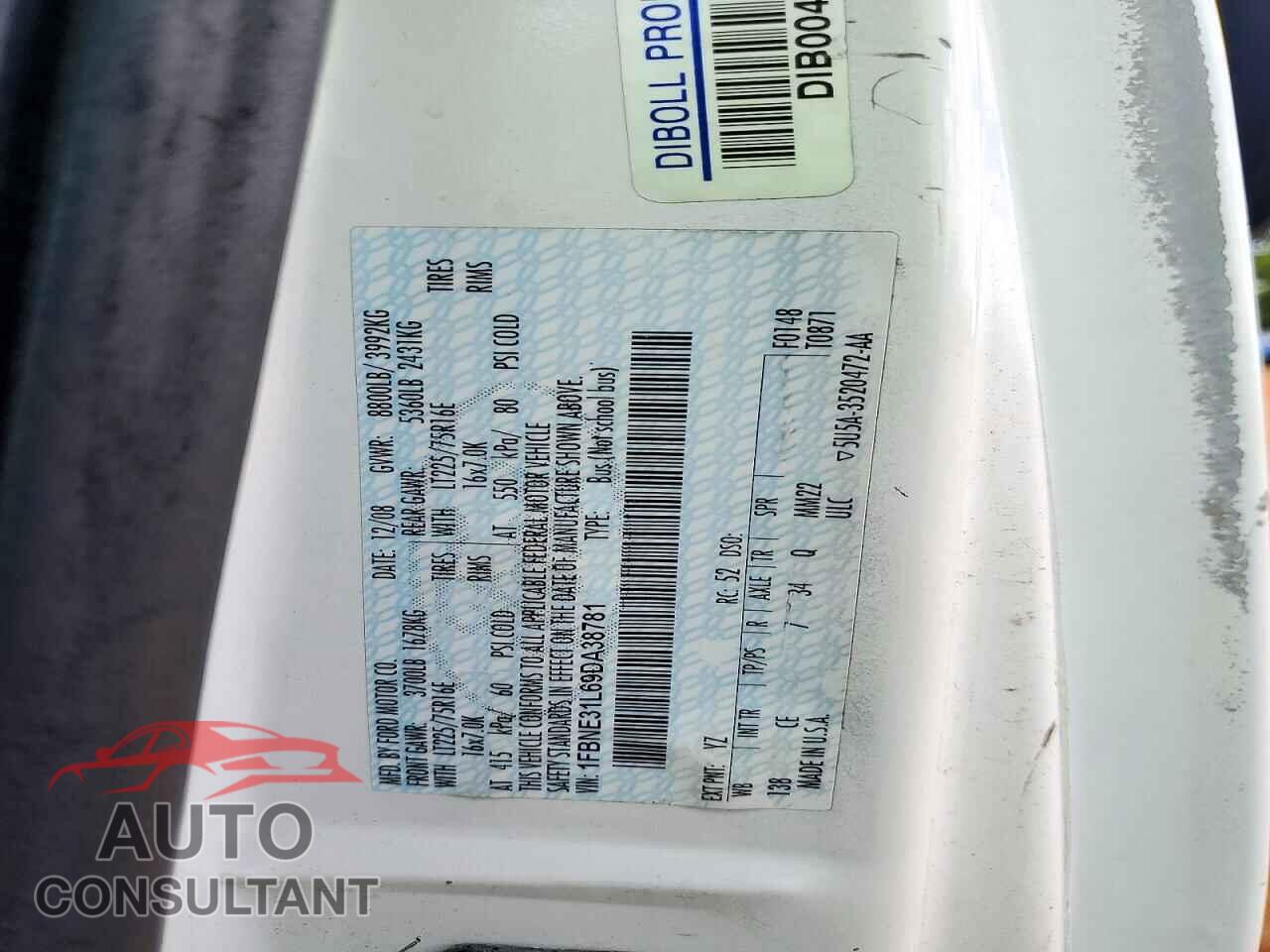 FORD ECONOLINE 2009 - 1FBNE31L69DA38781
