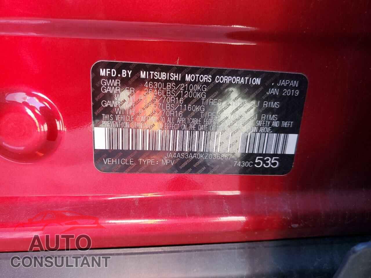 MITSUBISHI ECLIPSE 2019 - JA4AS3AA0KZ036867