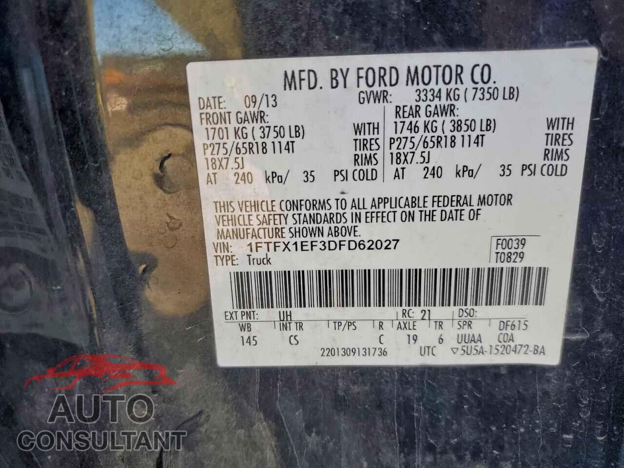 FORD F-150 2013 - 1FTFX1EF3DFD62027