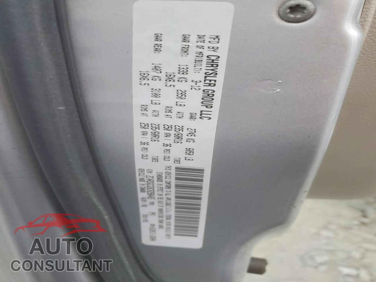 DODGE CARAVAN 2012 - 2C4RDGCG9CR296465