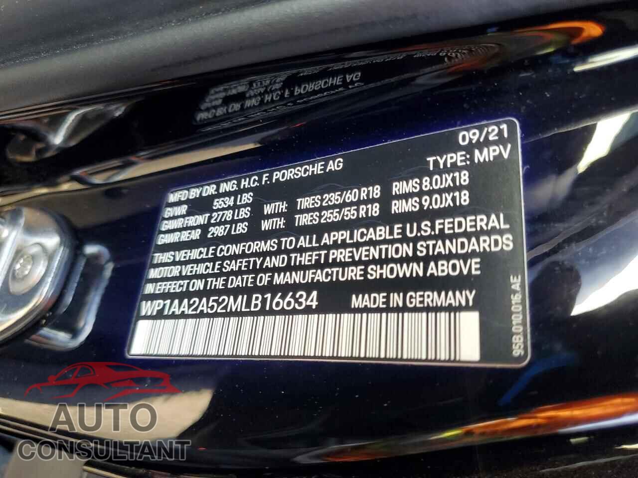 PORSCHE MACAN 2021 - WP1AA2A52MLB16634