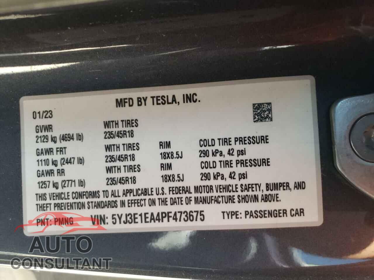 TESLA MODEL 3 2023 - 5YJ3E1EA4PF473675