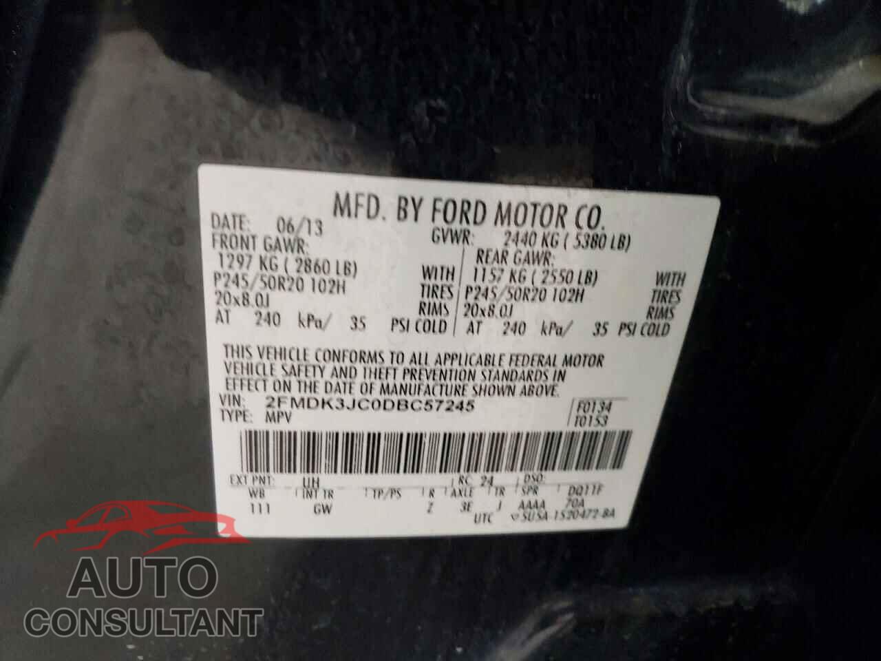 FORD EDGE 2013 - 2FMDK3JC0DBC57245