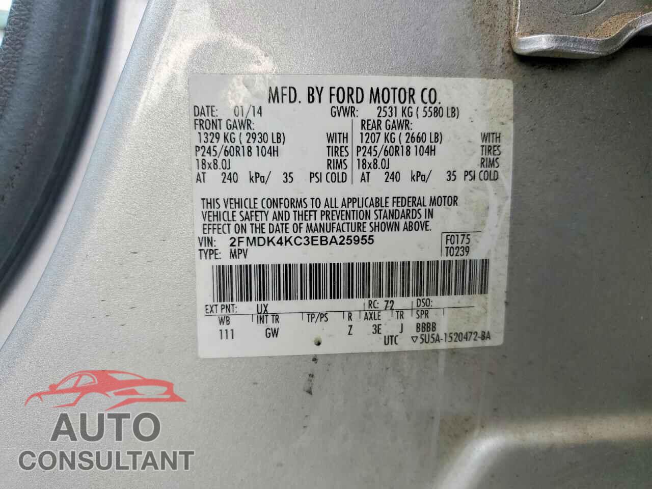 FORD EDGE 2014 - 2FMDK4KC3EBA25955