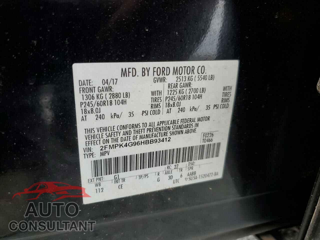 FORD EDGE 2017 - 2FMPK4G96HBB93412
