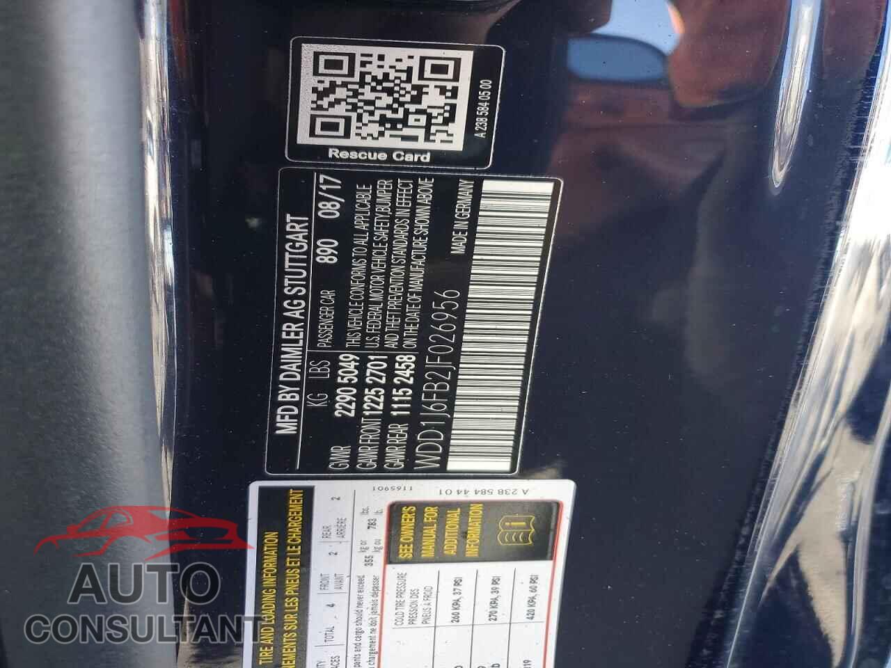 MERCEDES-BENZ E-CLASS 2018 - WDD1J6FB2JF026956