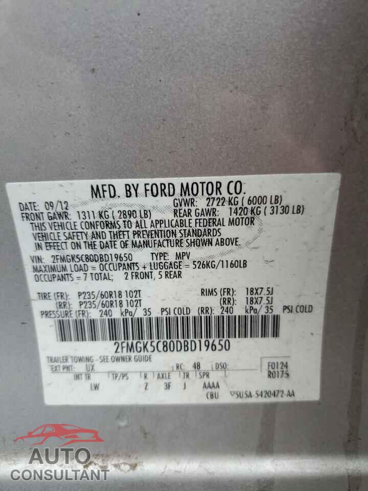 FORD FLEX 2013 - 2FMGK5C80DBD19650