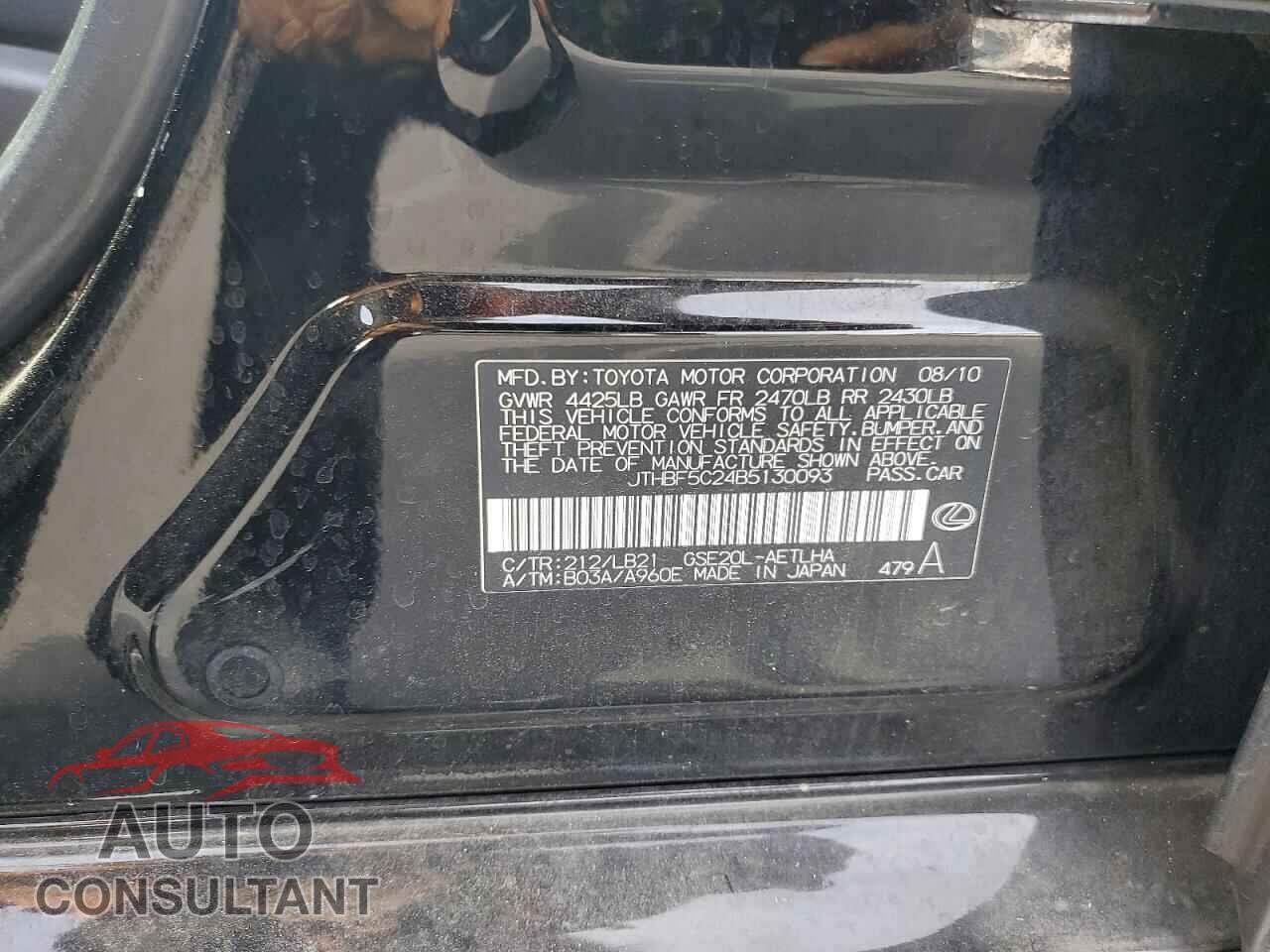 LEXUS IS 2011 - JTHBF5C24B5130093