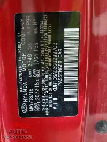 HYUNDAI VELOSTER 2016 - KMHTC6AD3GU299703