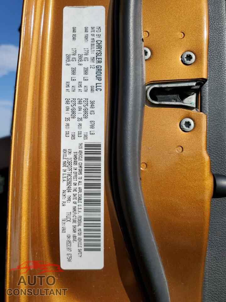 DODGE RAM 1500 2012 - 1C6RD7FT0CS282484