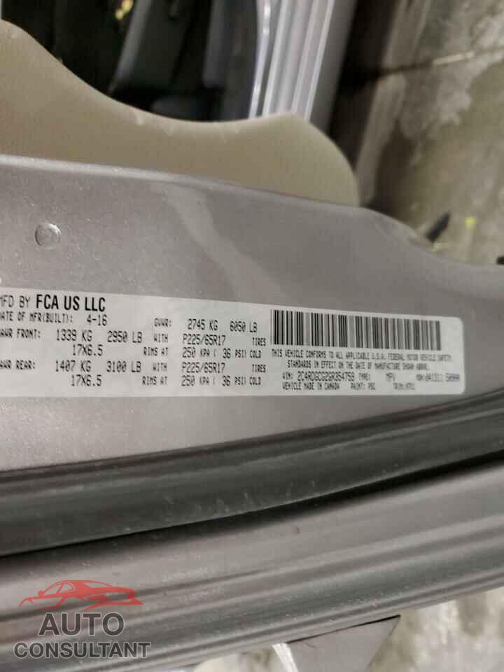 DODGE CARAVAN 2016 - 2C4RDGCG2GR354759