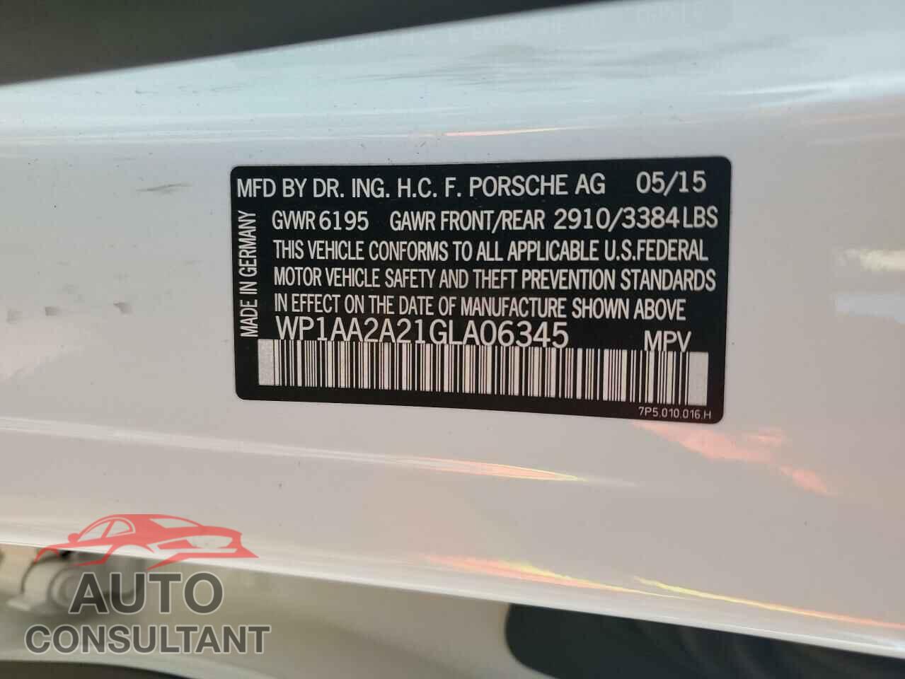 PORSCHE CAYENNE 2016 - WP1AA2A21GLA06345