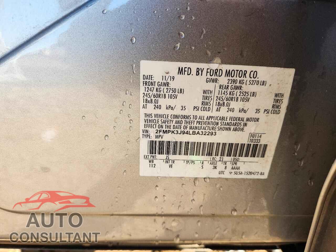 FORD EDGE 2020 - 2FMPK3J94LBA32293