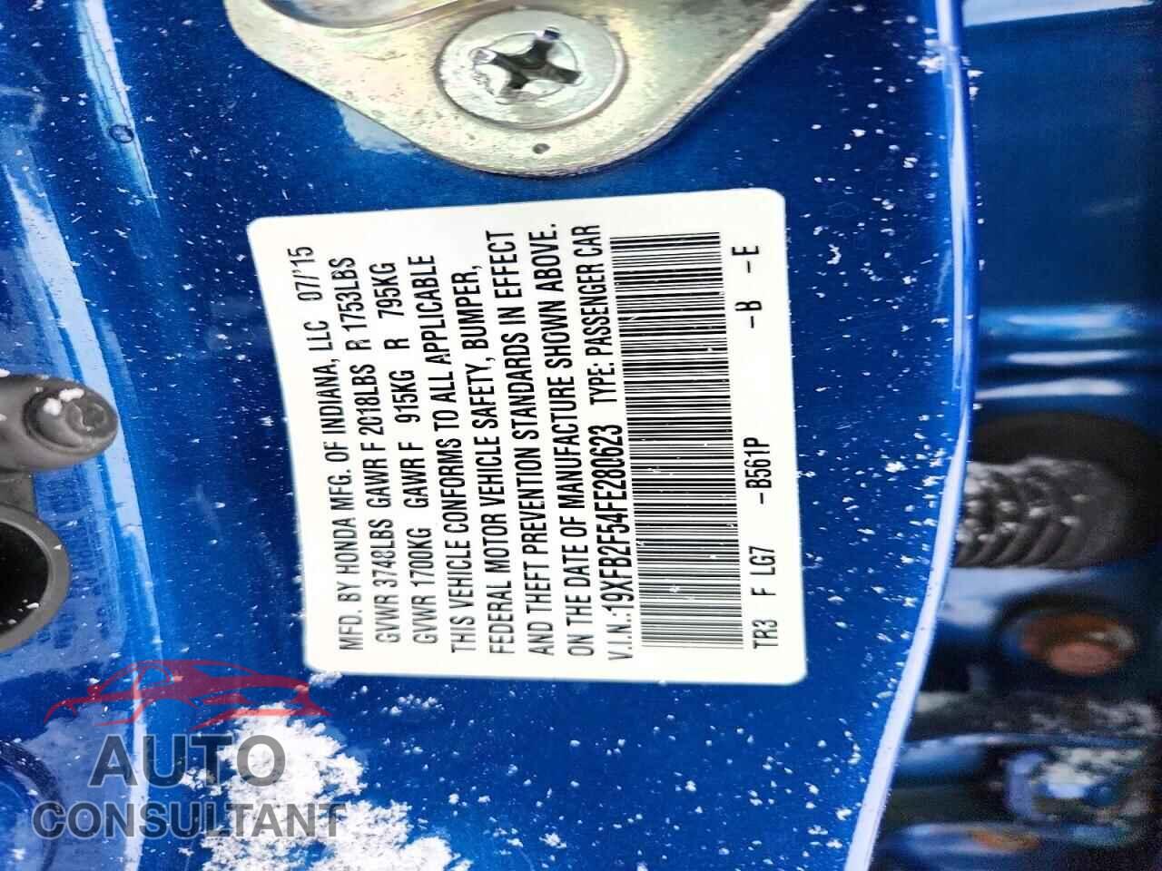 HONDA CIVIC 2015 - 19XFB2F54FE280623