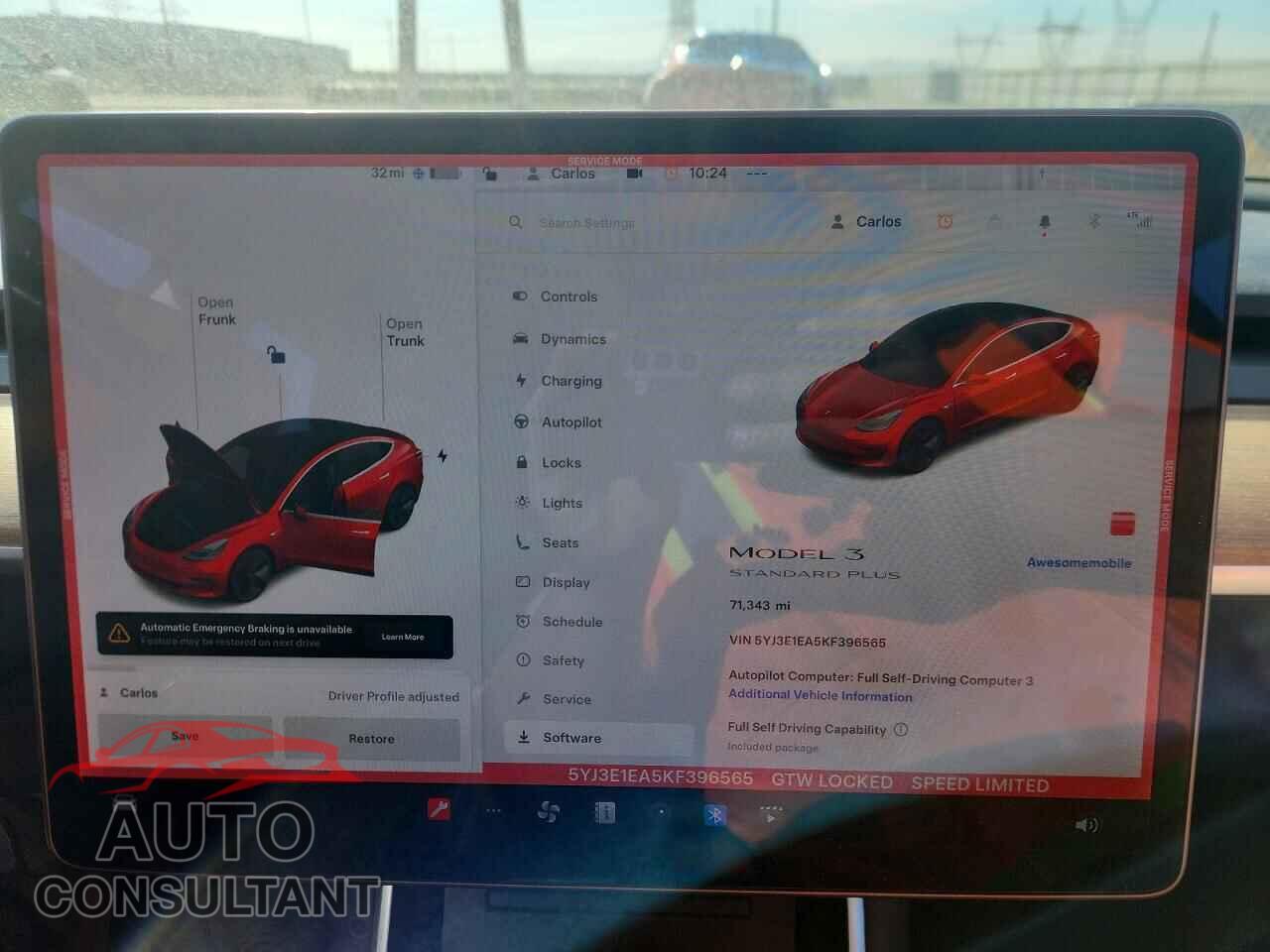 TESLA MODEL 3 2019 - 5YJ3E1EA5KF396565