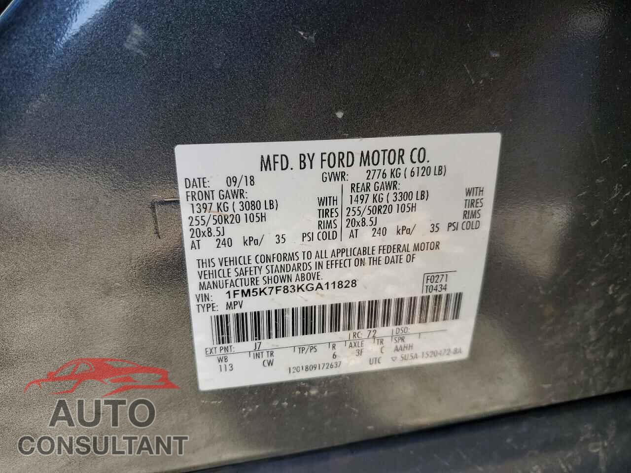FORD EXPLORER 2019 - 1FM5K7F83KGA11828