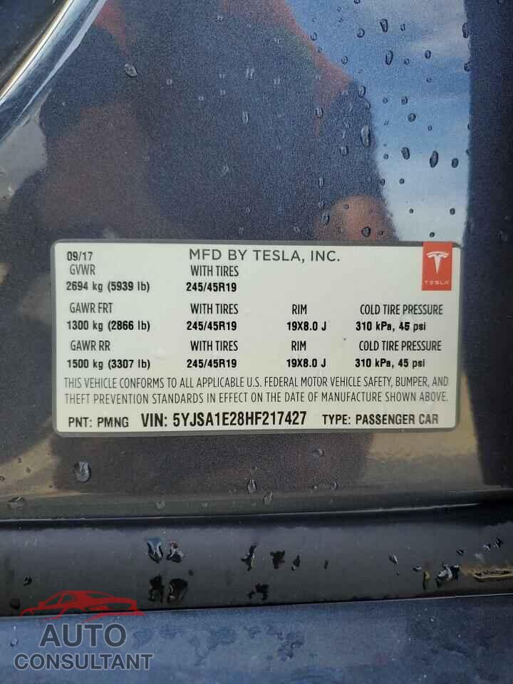 TESLA MODEL S 2017 - 5YJSA1E28HF217427
