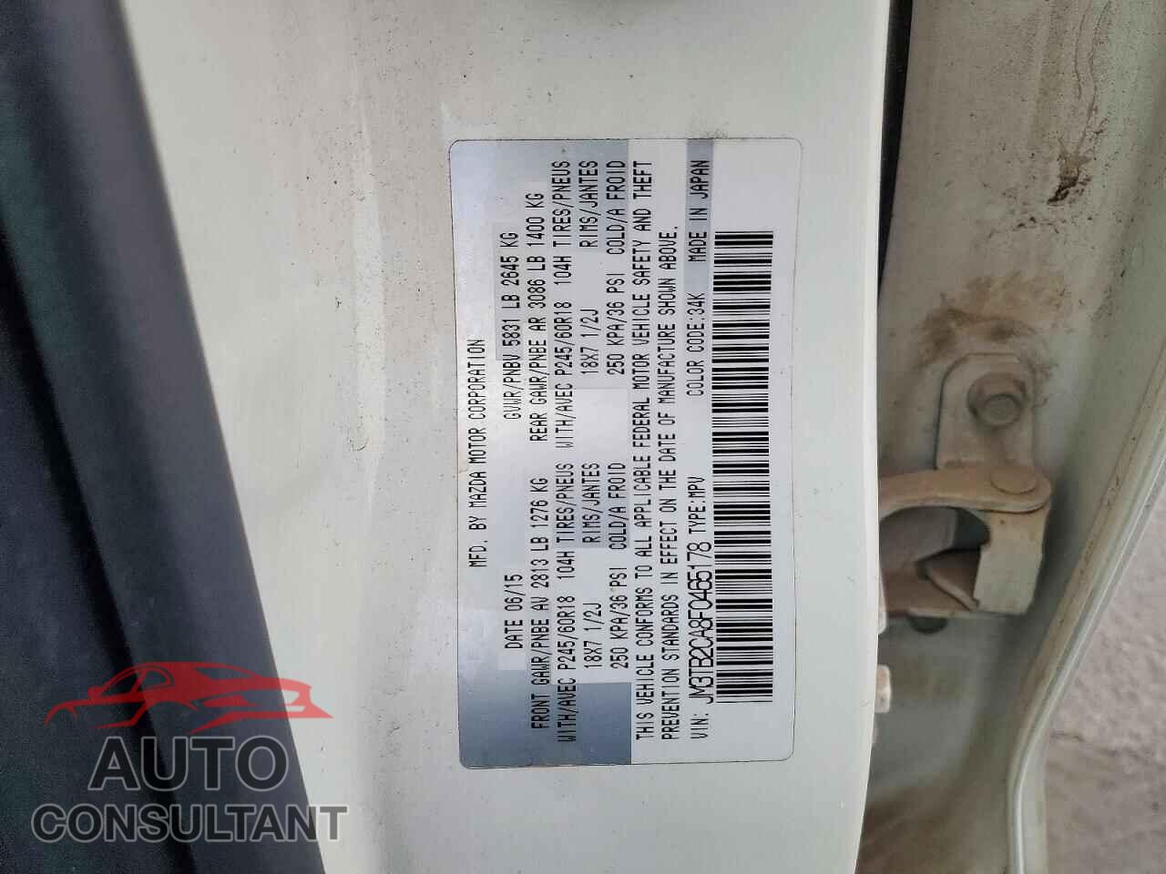 MAZDA CX-9 2015 - JM3TB2CA8F0465178