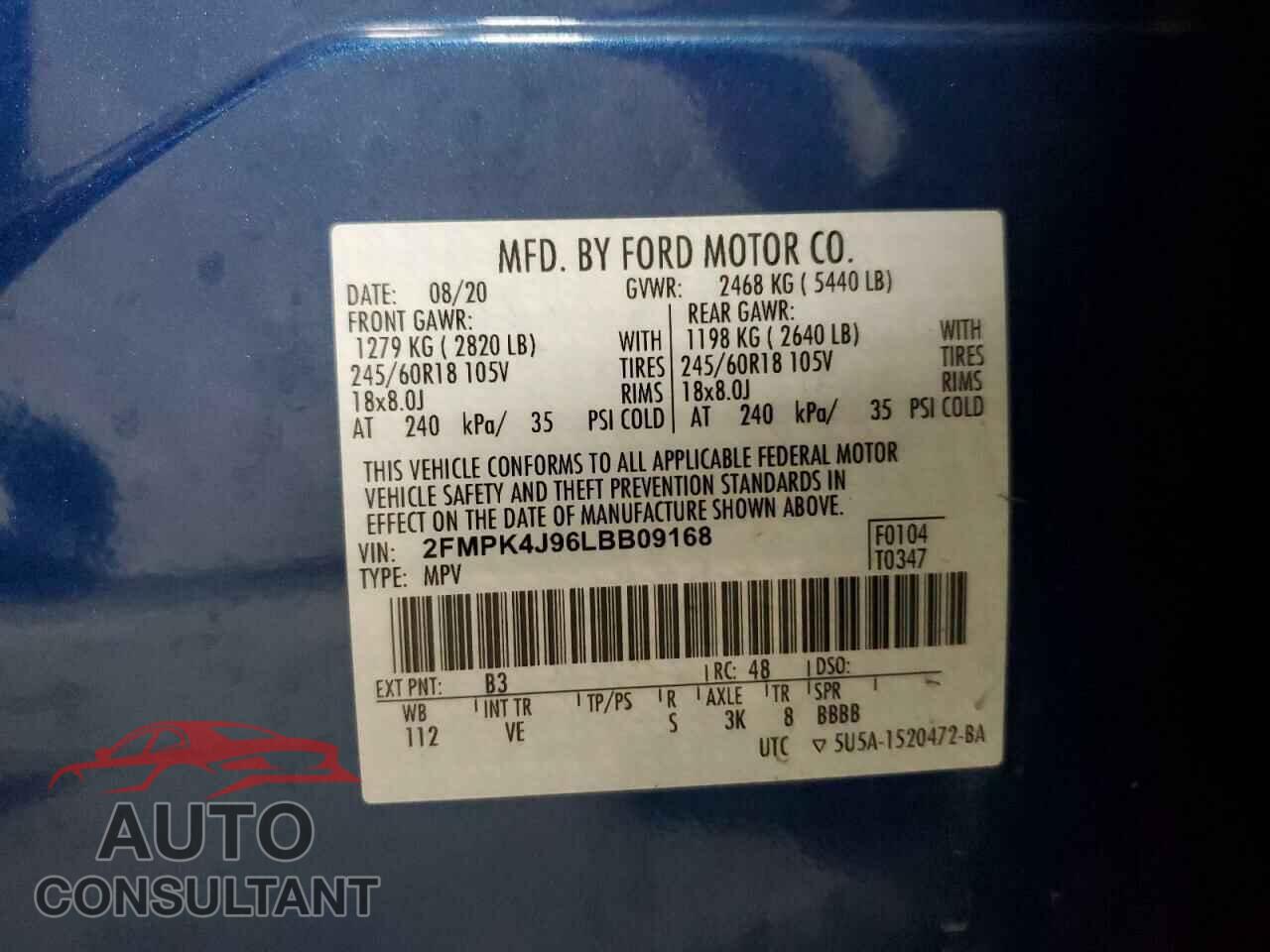 FORD EDGE 2020 - 2FMPK4J96LBB09168
