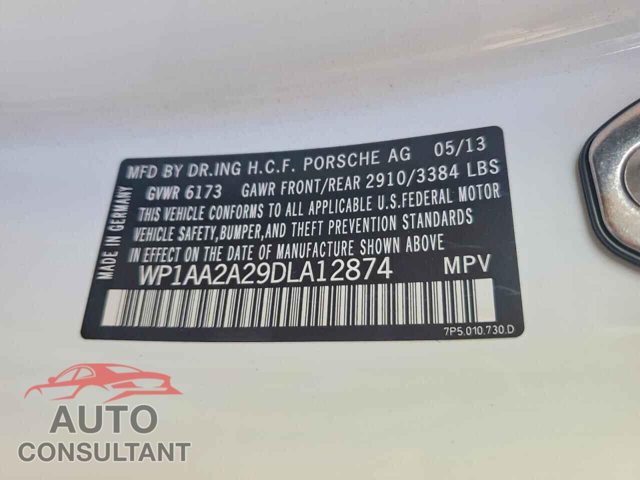 PORSCHE CAYENNE 2013 - WP1AA2A29DLA12874