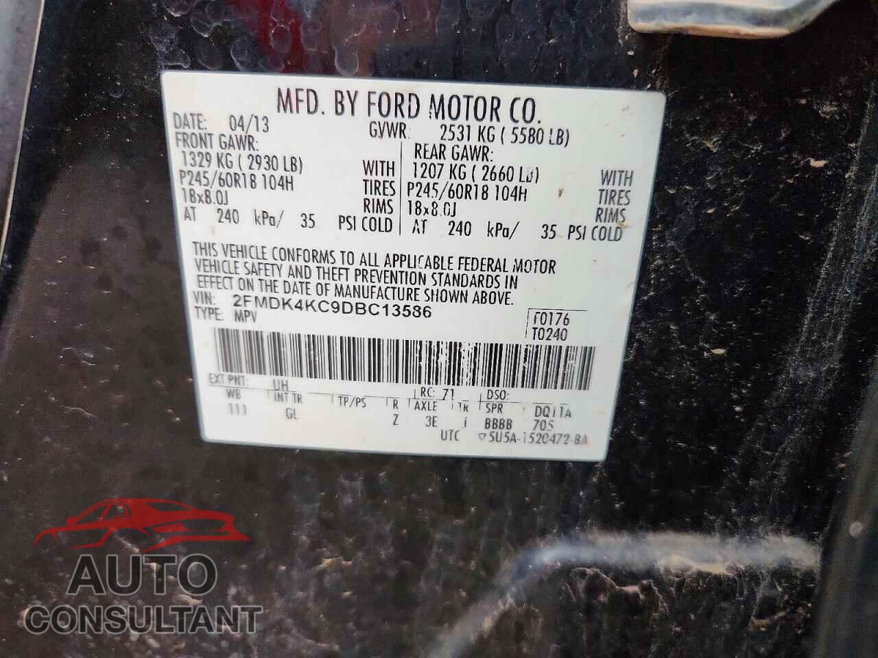 FORD EDGE 2013 - 2FMDK4KC9DBC13586
