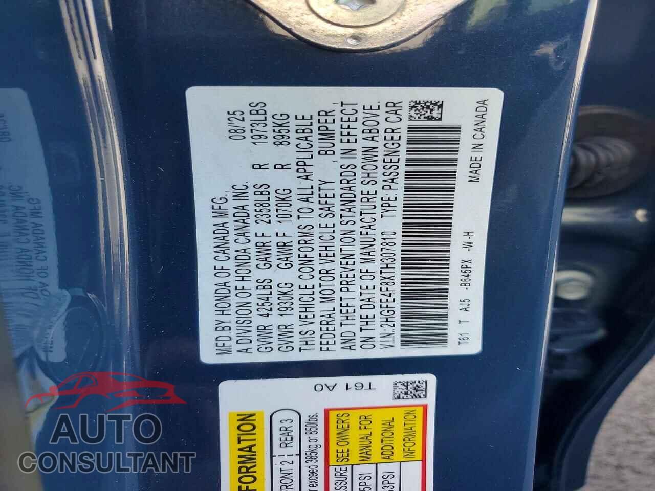 HONDA CIVIC 2026 - 2HGFE4F8XTH307810