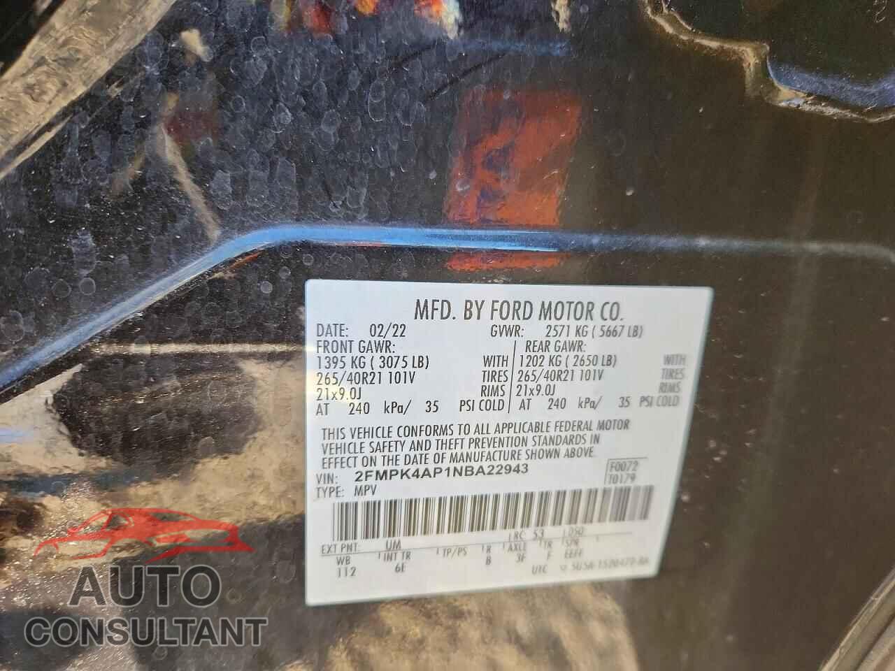 FORD EDGE 2022 - 2FMPK4AP1NBA22943