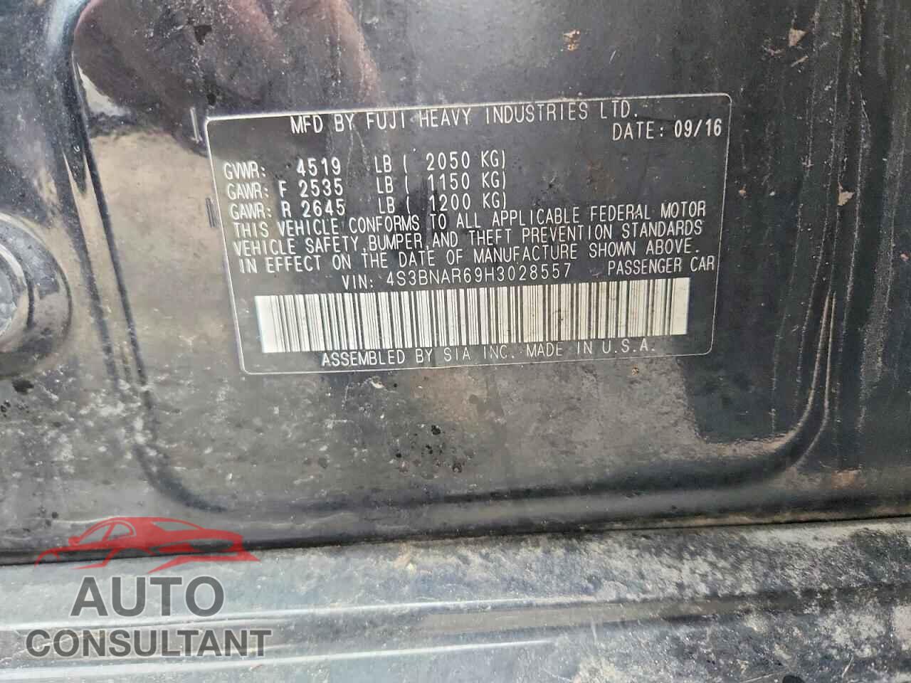 SUBARU LEGACY 2017 - 4S3BNAR69H3028557